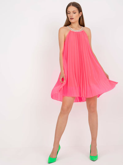Fluo różowa zwiewna sukienka one size bez rękawów