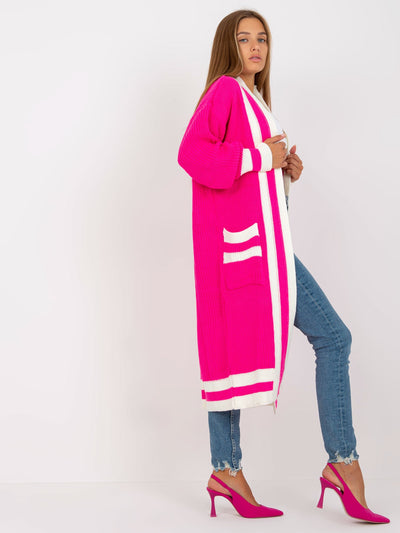 Fluo różowy luźny kardigan bez zapięcia RUE PARIS