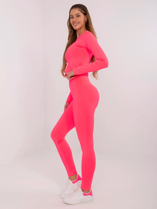 Fluo różowy gładki komplet sportowy