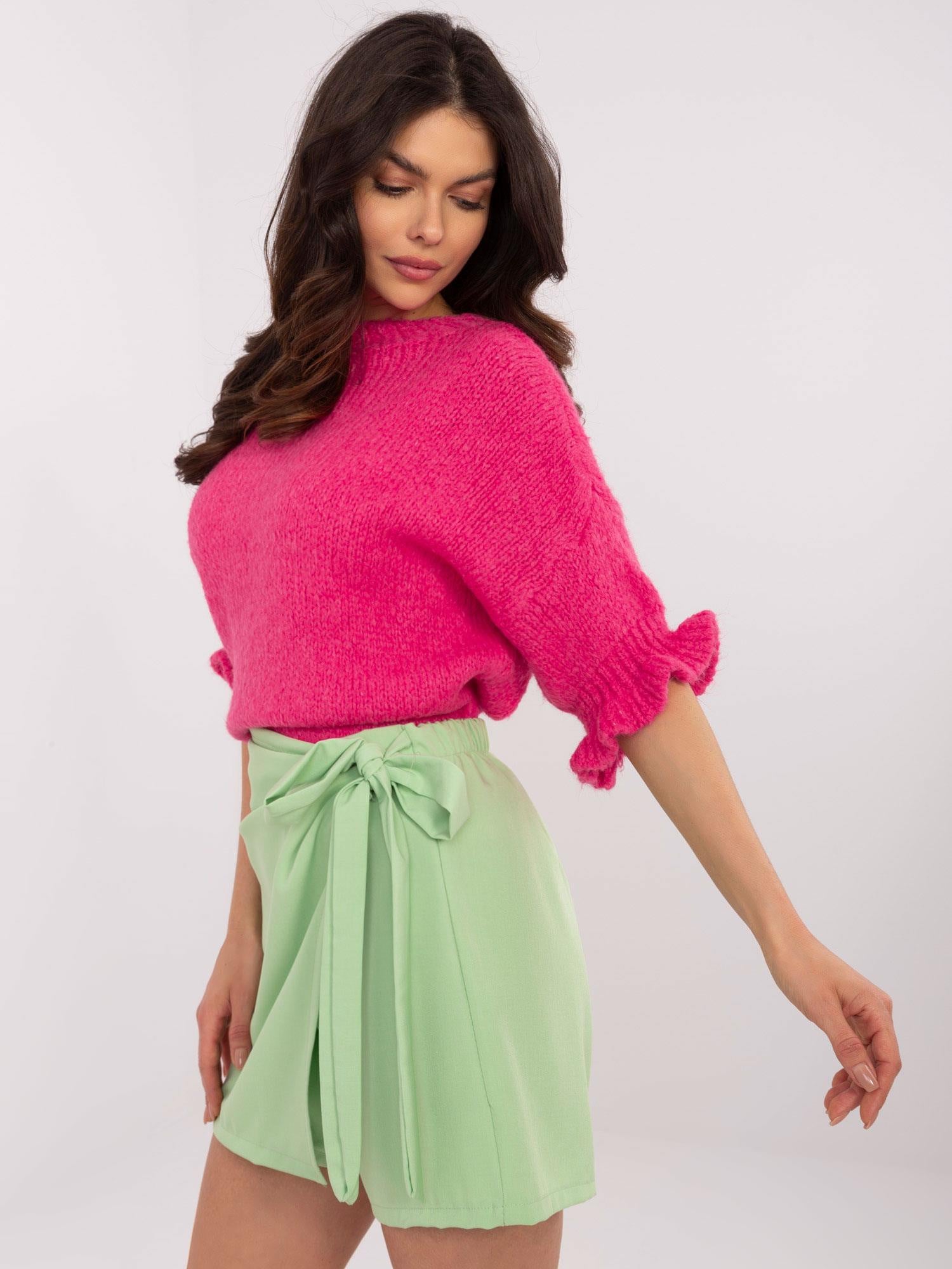 Fluo różowy sweter oversize z dodatkiem wełny
