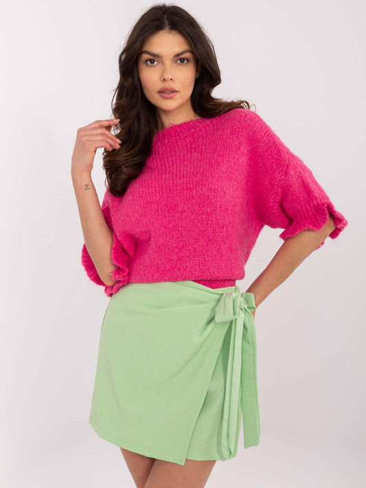 Fluo różowy sweter oversize z dodatkiem wełny