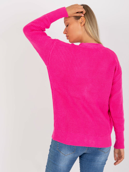 Fluo różowy sweter rozpinany z zapięciem na guziki RUE PARIS