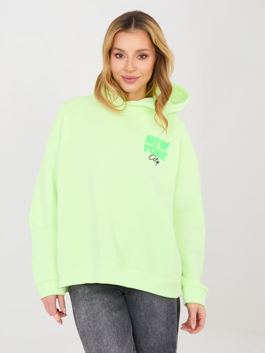 Fluo zielona dresowa bluza z naszywkami