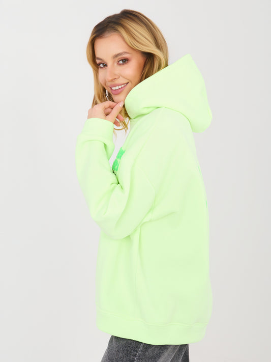Fluo zielona dresowa bluza z naszywkami