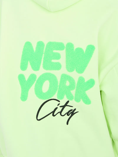 Fluo zielona dresowa bluza z naszywkami
