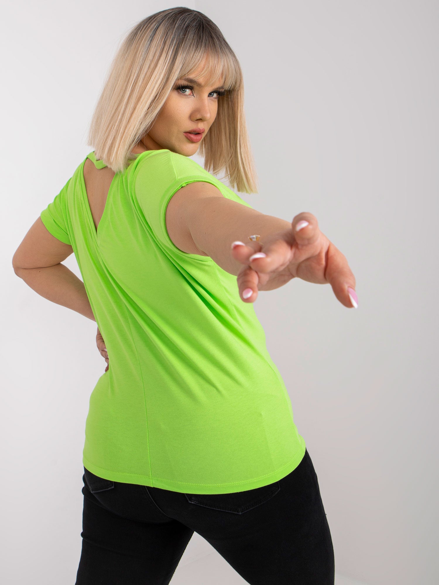 Fluo zielona bluzka plus size na co dzień