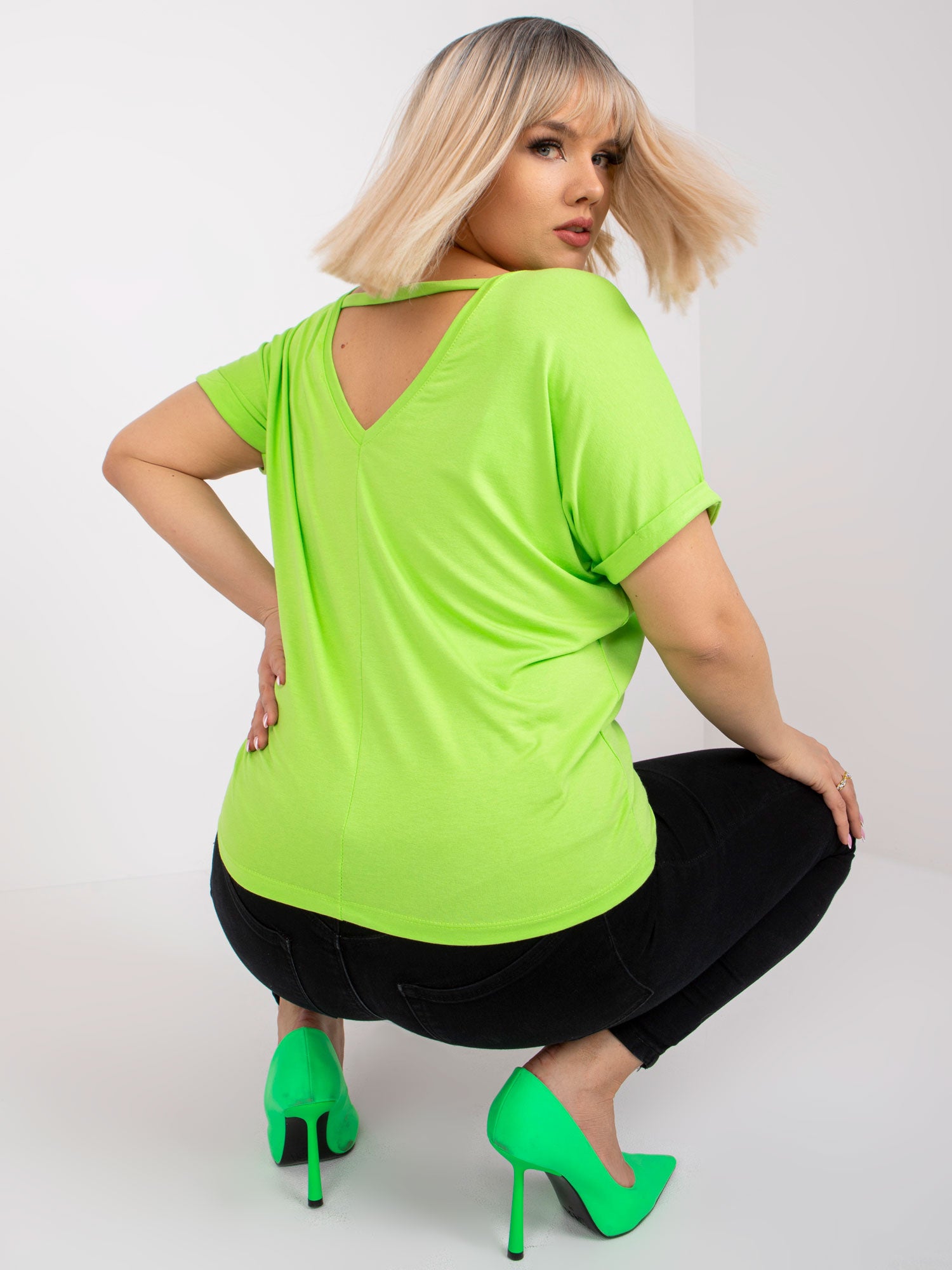 Fluo zielona bluzka plus size na co dzień