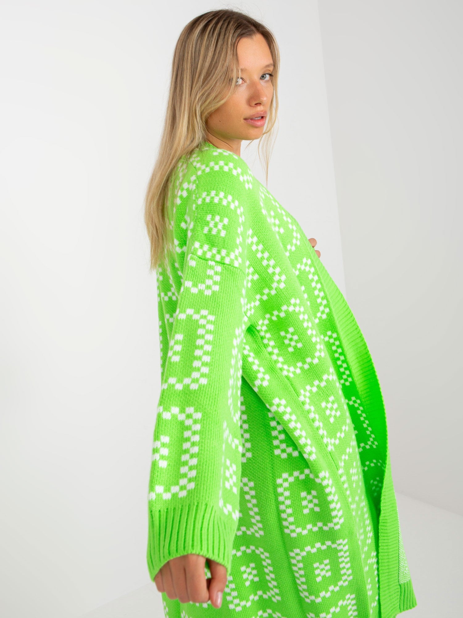 Fluo zielony długi kardigan oversize RUE PARIS
