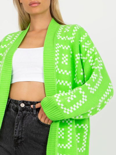 Fluo zielony długi kardigan oversize RUE PARIS
