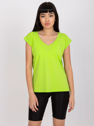 RUE PARIS Fluo zielony t-shirt jednokolorowy