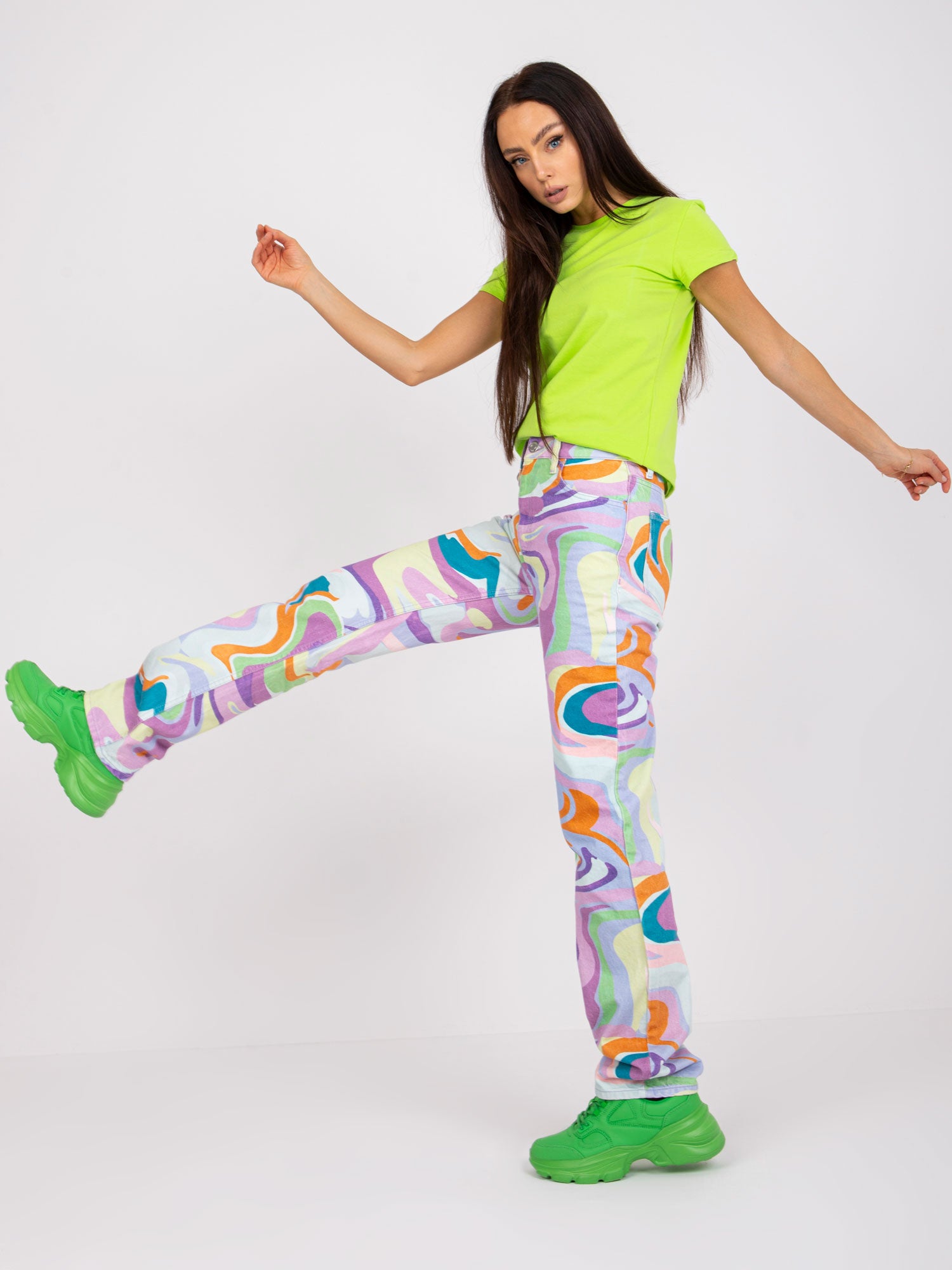Fluo zielony t-shirt basic Peachy