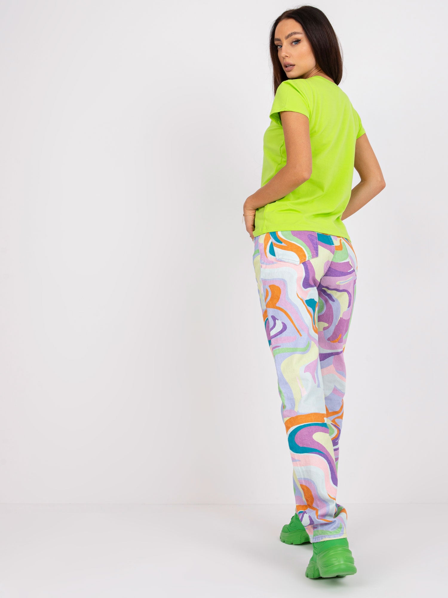 Fluo zielony t-shirt basic Peachy