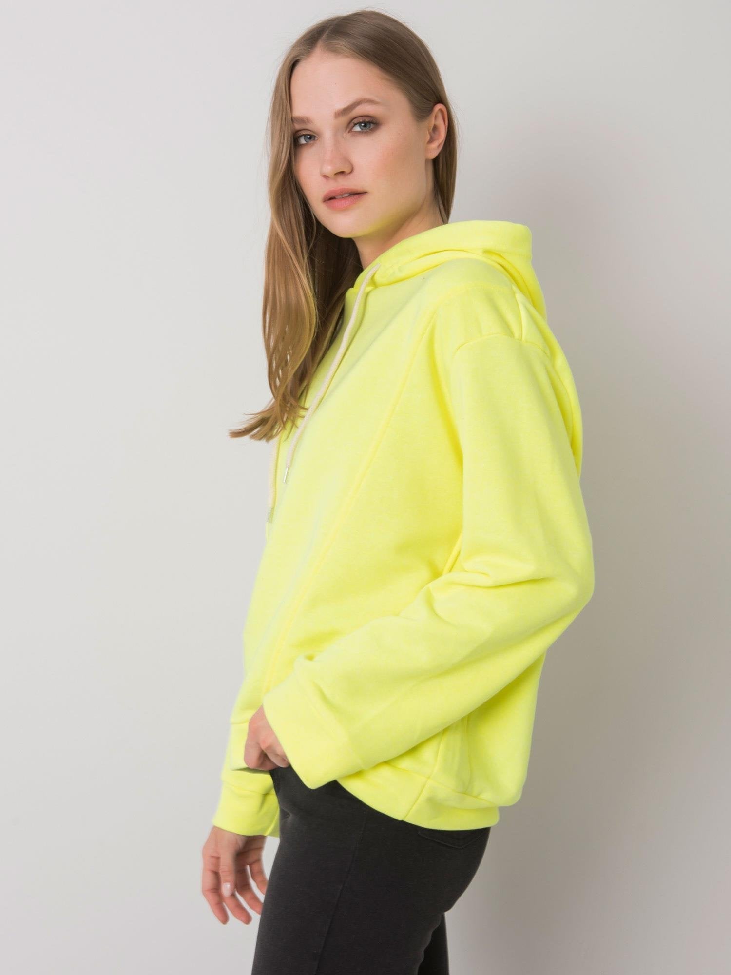 Fluo żółta damska bluza z kapturem