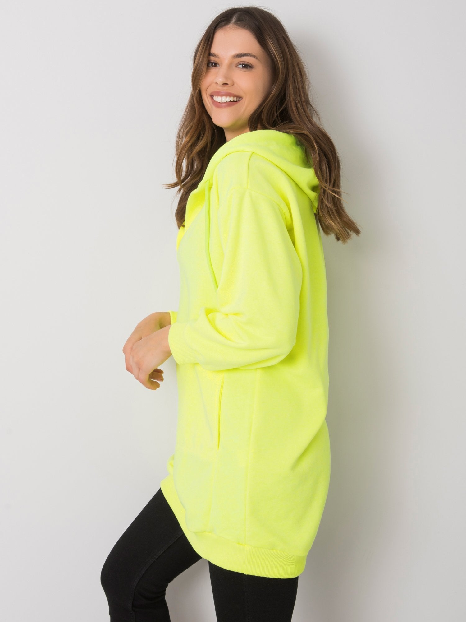 Fluo żółta bluza damska z kapturem