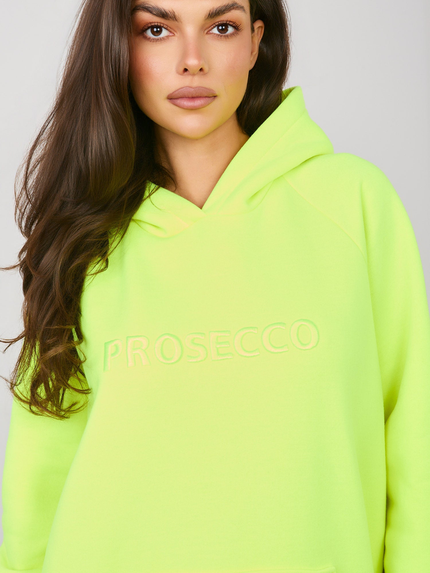 RUE PARIS Fluo żółta ocieplana bluza oversize z kaptutrem