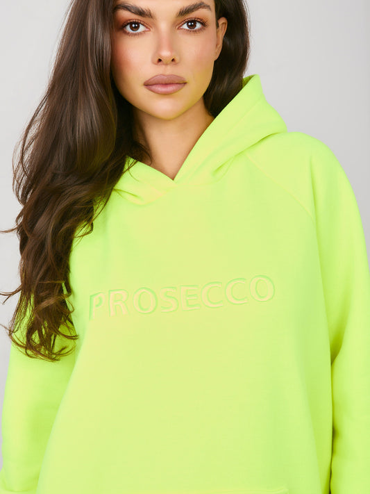 RUE PARIS Fluo żółta ocieplana bluza oversize z kaptutrem