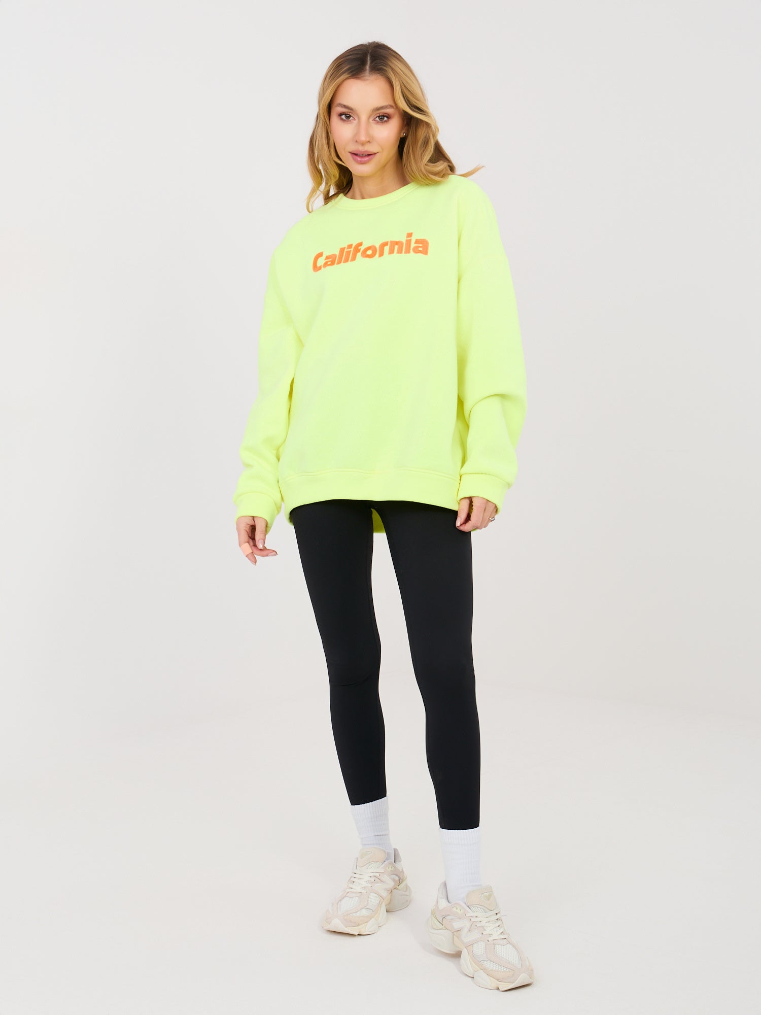 Fluo żółta damska bluza oversize z ociepleniem