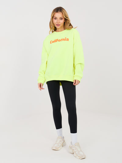 Fluo żółta damska bluza oversize z ociepleniem