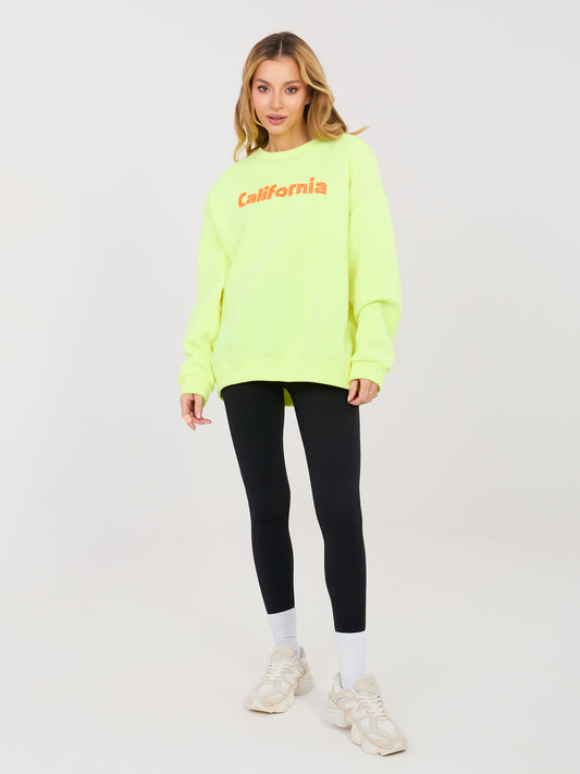 Fluo żółta damska bluza oversize z ociepleniem
