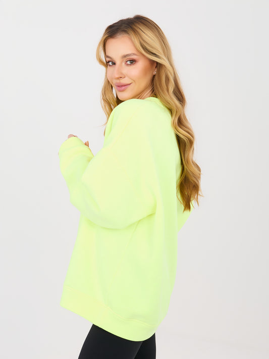 Fluo żółta damska bluza oversize z ociepleniem