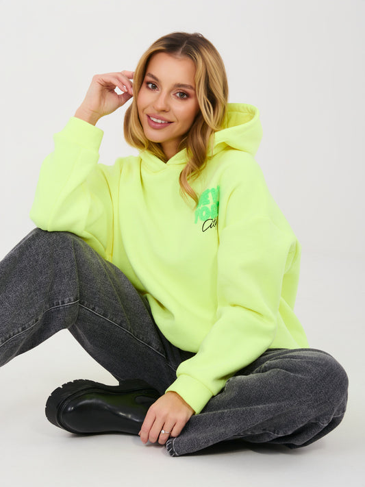 Fluo żółta damska bluza z napisami 3D