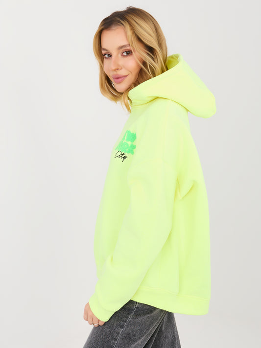 Fluo żółta damska bluza z napisami 3D