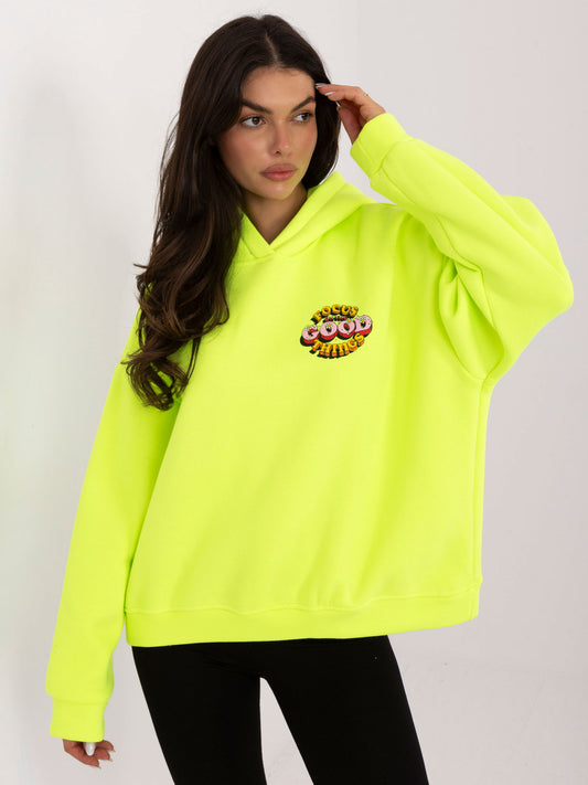 Fluo żółta ocieplana bluza z nadrukiem