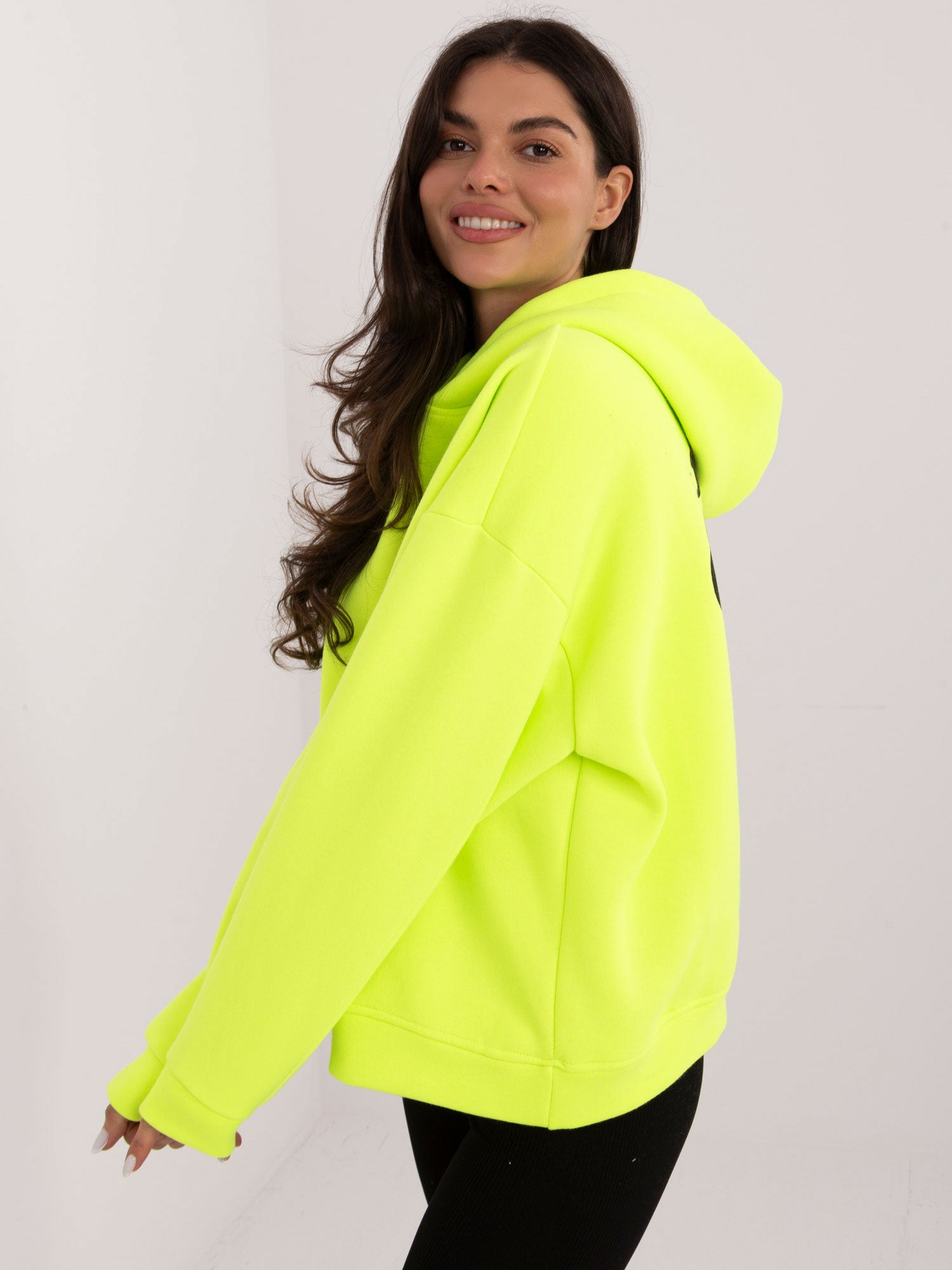 Fluo żółta ocieplana bluza z nadrukiem