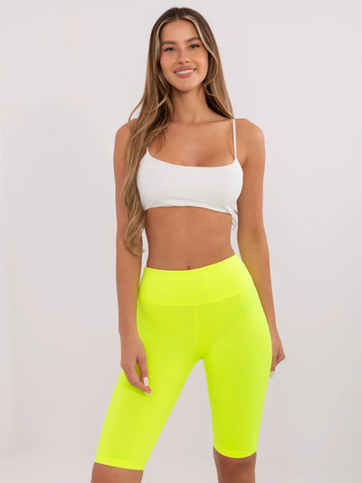Fluo żółte gładkie szorty typu kolarki