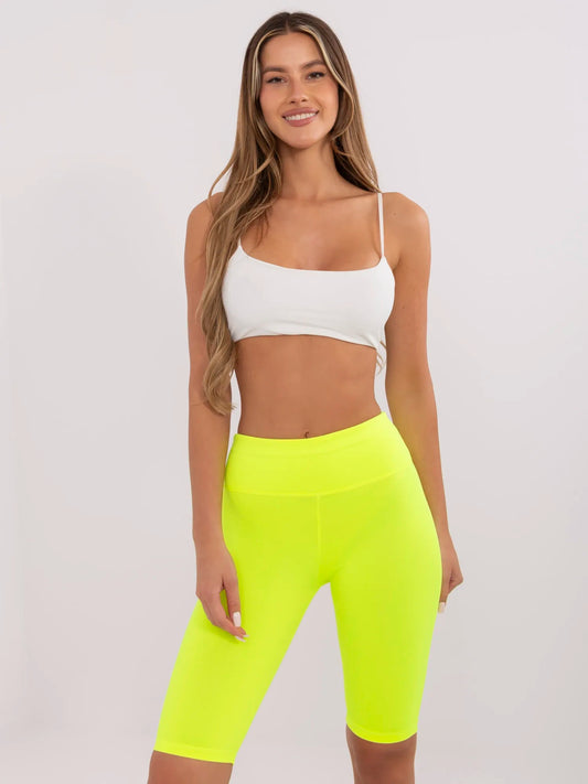 Fluo żółte gładkie szorty typu kolarki