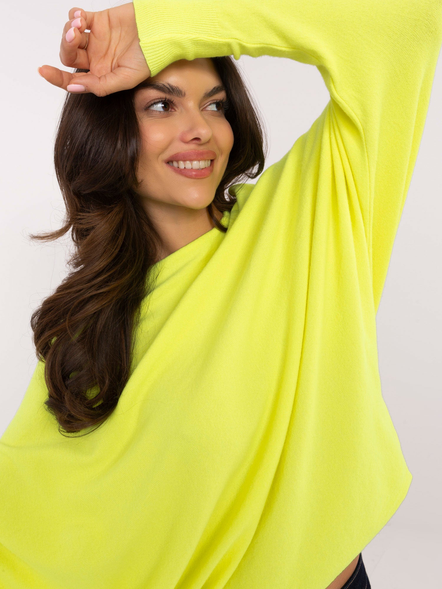 Fluo żółty sweter oversize z długim rękawem