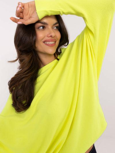 Fluo żółty sweter oversize z długim rękawem