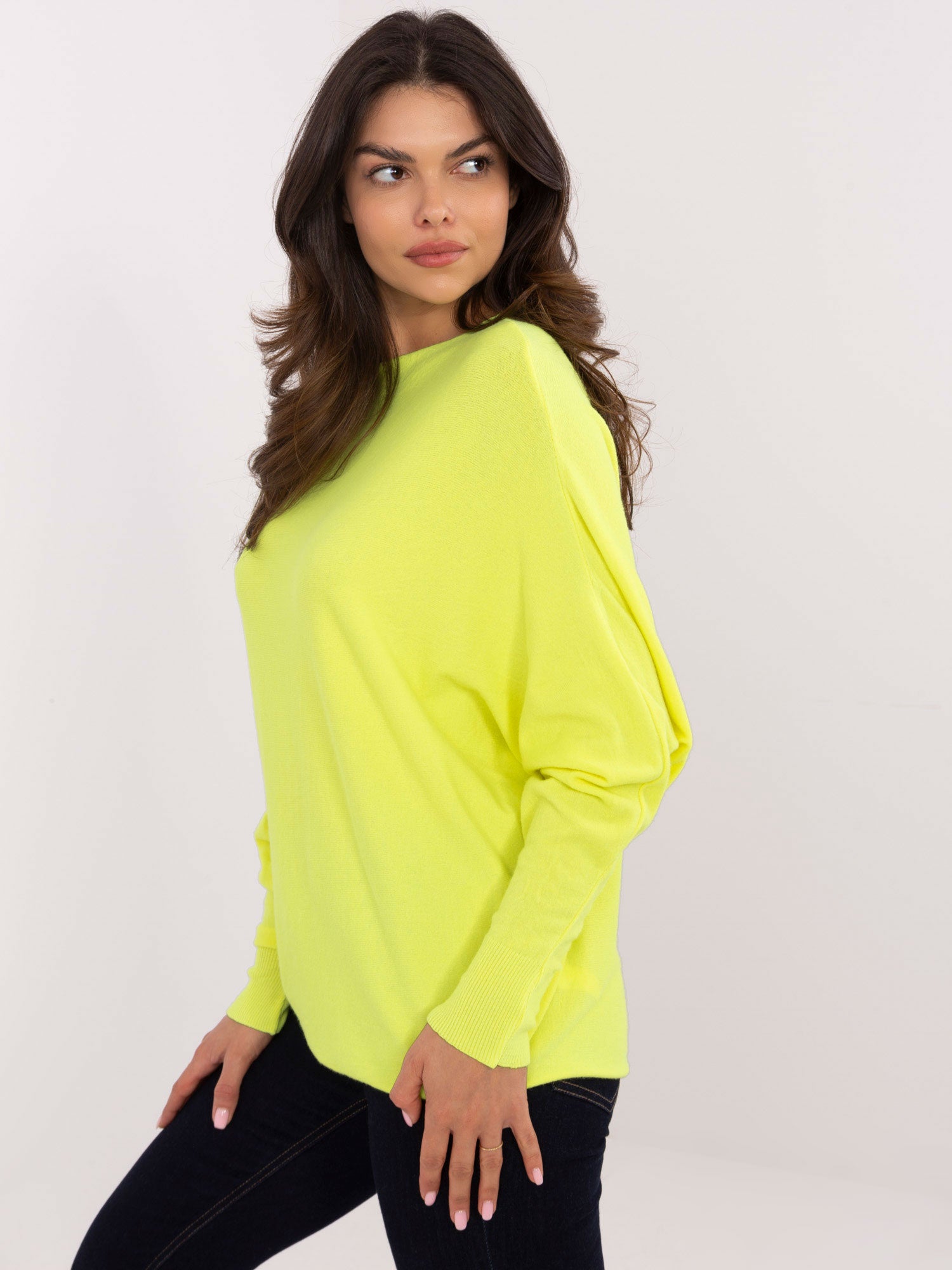 Fluo żółty sweter oversize z długim rękawem
