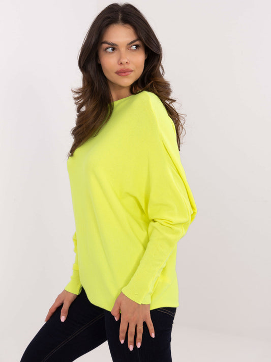 Fluo żółty sweter oversize z długim rękawem