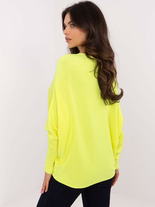 Fluo żółty sweter oversize z długim rękawem
