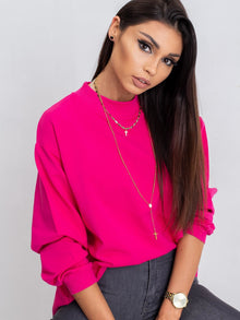 Fuksjowa bawełniana bluza basic