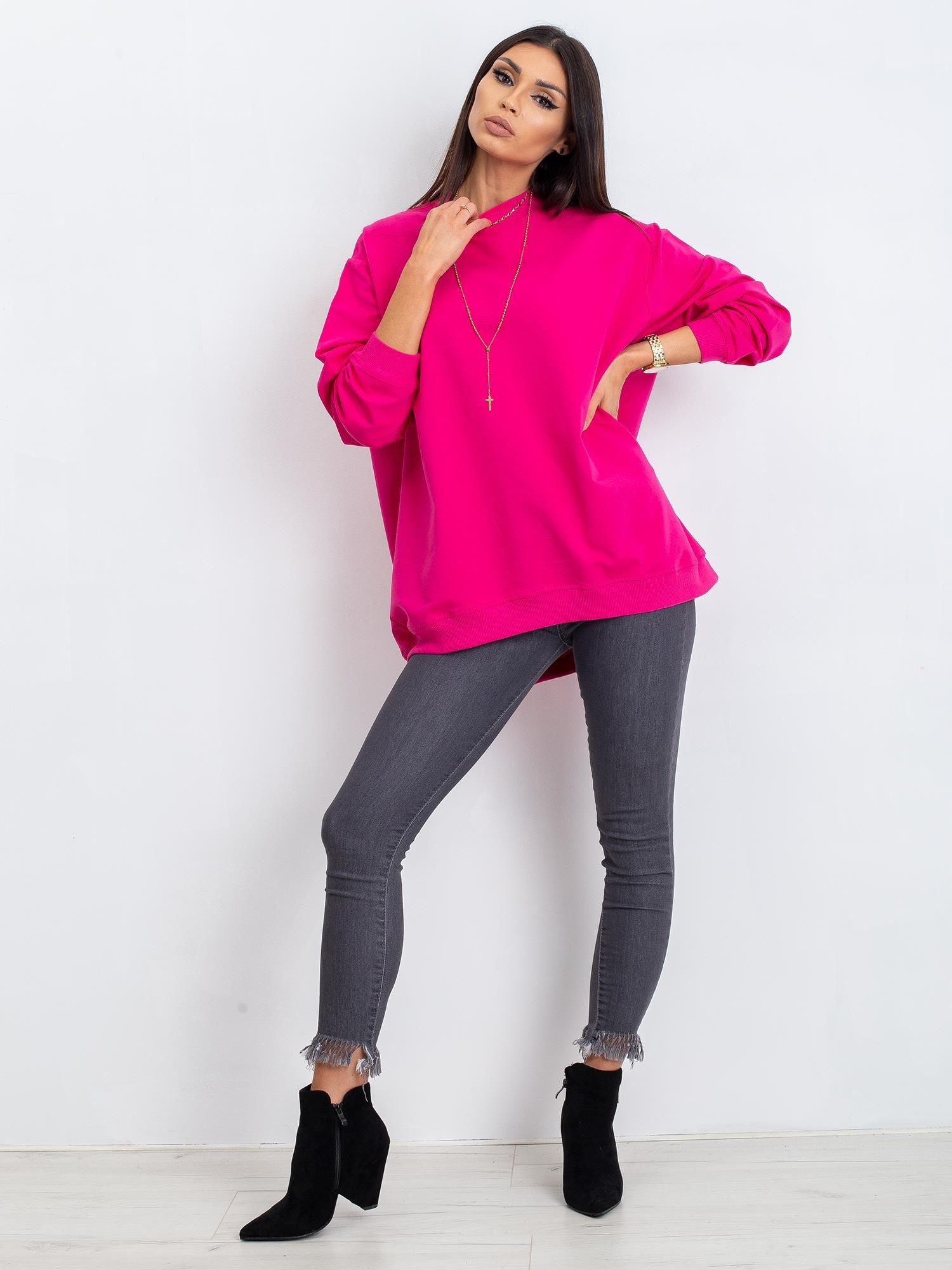 Fuksjowa bawełniana bluza basic