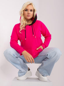 Fuksjowa bluza plus size basic z kieszenią