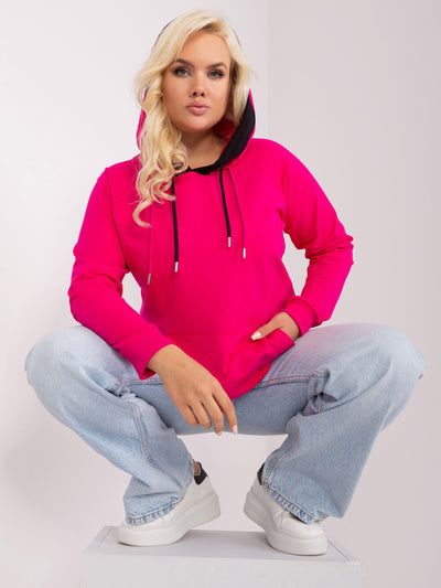 Fuksjowa bluza plus size basic z kieszenią