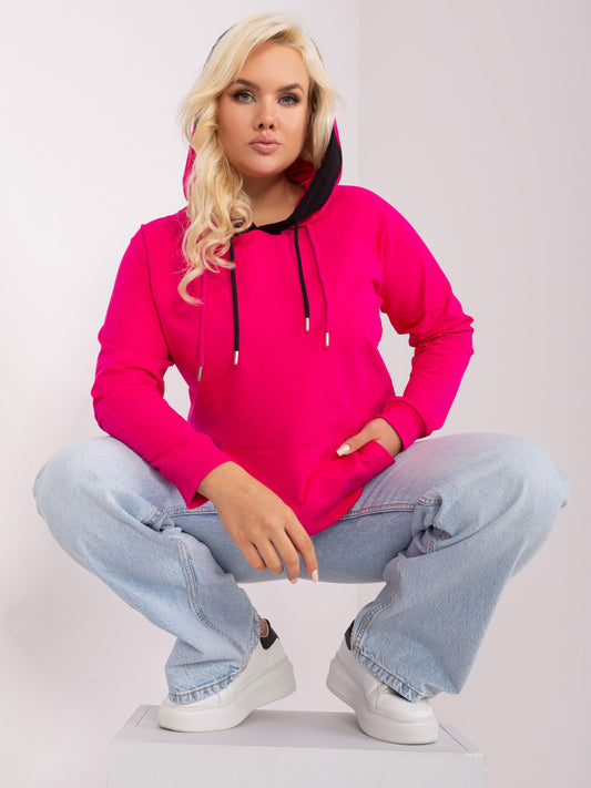 Fuksjowa bluza plus size basic z kieszenią