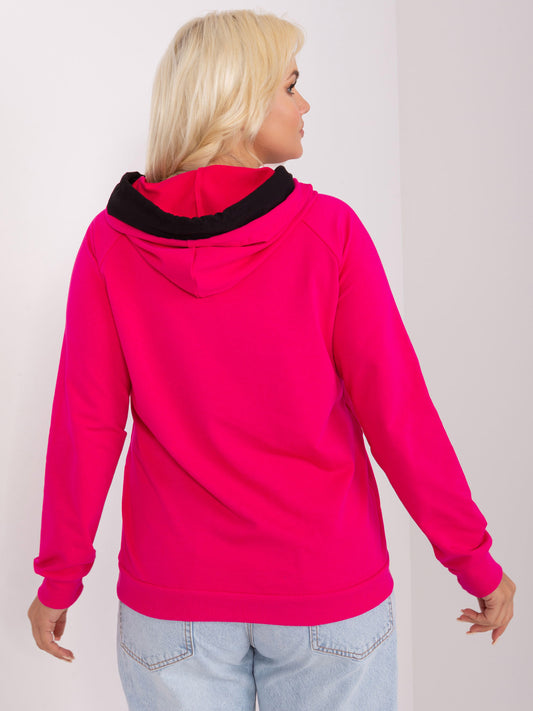 Fuksjowa bluza plus size basic z kieszenią