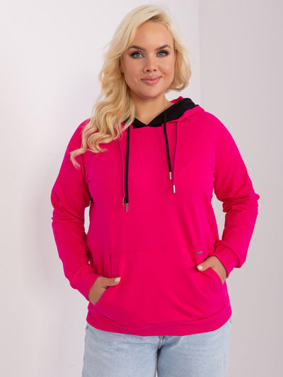Fuksjowa bluza plus size basic z kieszenią