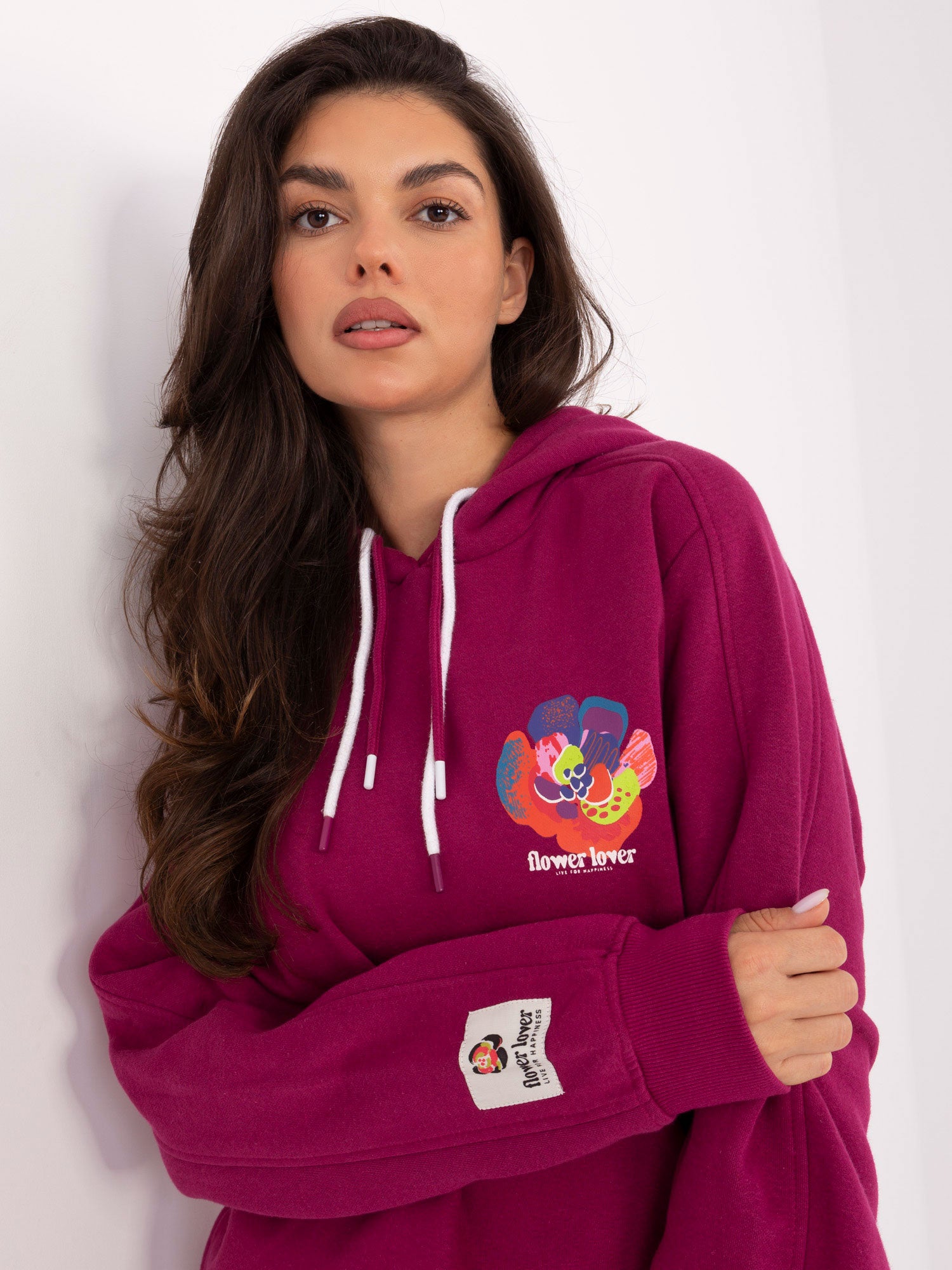 SUBLEVEL Fuksjowa ocieplana bluza z kapturem