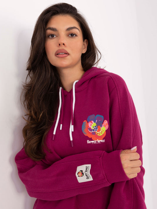 SUBLEVEL Fuksjowa ocieplana bluza z kapturem