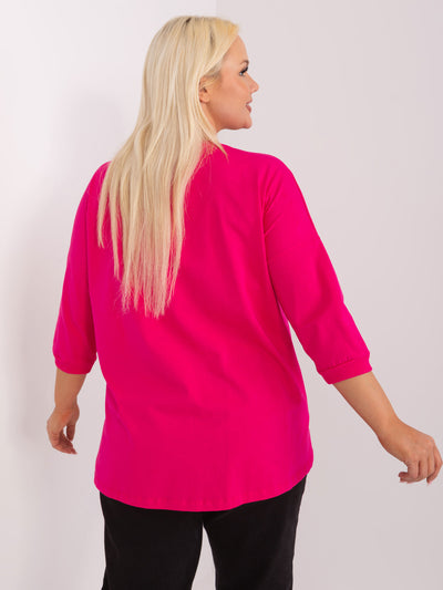Ecru bawełniana bluzka plus size z aplikacją