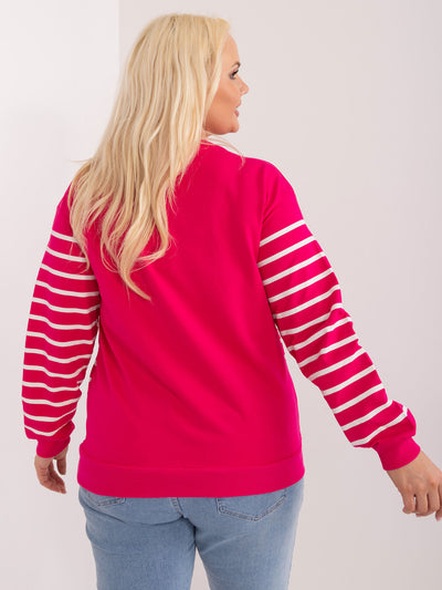 Fuksjowa bluza kangurka plus size z bawełny