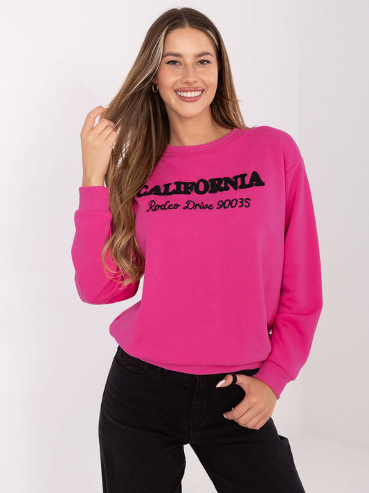 Fuksjowa dresowa bluza bez kaptura