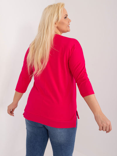 Fuksjowa damska bluzka plus size z napisami