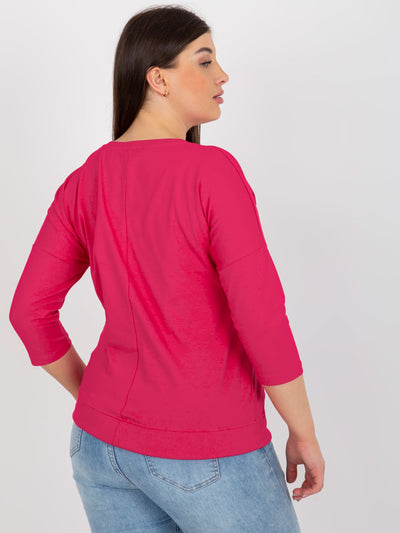 Fuksjowa damska bluzka plus size z printem
