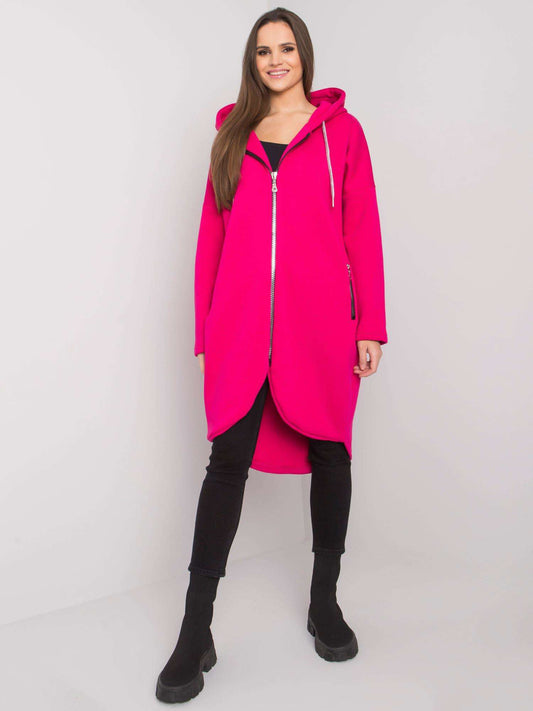 Fuksjowa bluza basic na suwak
